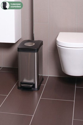 12 LT Yumuşak Kapanan Pedallı Mutfak Banyo Ofis Çelik Çöp Kovası - Primanova (1)