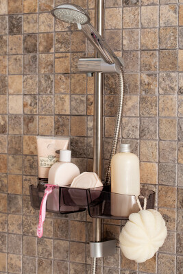 Drippy Banyo Duş Rafı - Şeffaf Siyah - 1
