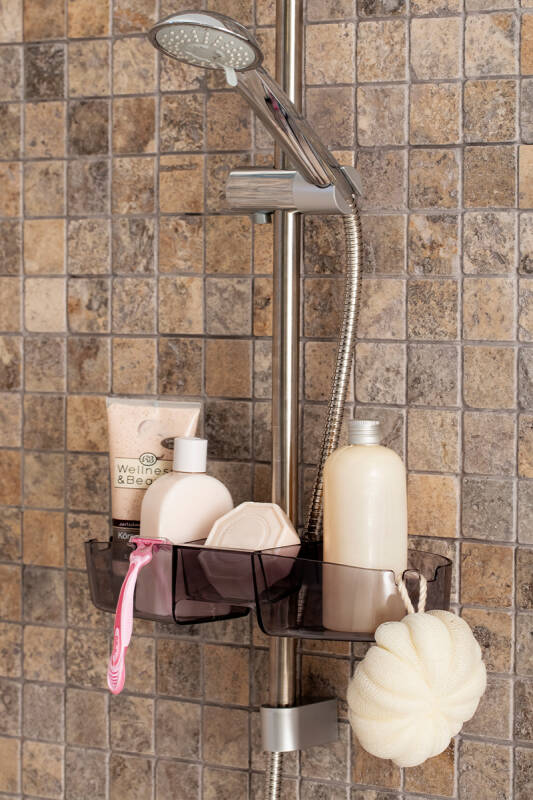 Drippy Banyo Duş Rafı - Şeffaf Siyah - 1