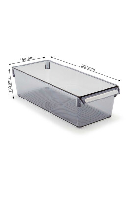 Buzdolabı Içi Organizer Dolap Içi Düzenleyici Raf 360*150*100 Mm Şeffaf Siyah - 3