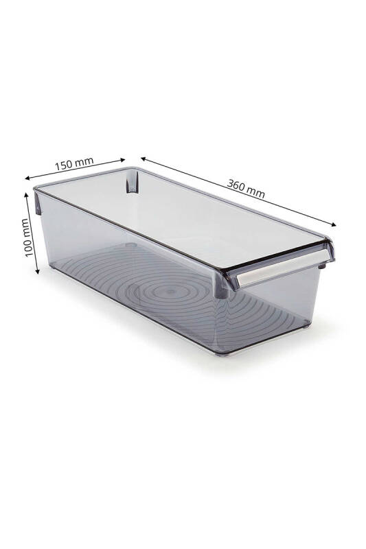Buzdolabı Içi Organizer Dolap Içi Düzenleyici Raf 360*150*100 Mm Şeffaf Siyah - 3