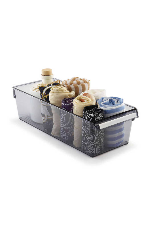 Buzdolabı Içi Organizer Dolap Içi Düzenleyici Raf 360*150*100 Mm Şeffaf Siyah - 4