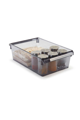 Buzdolabı Içi Organizer Dolap Içi Düzenleyici Raf Ps 325*205*100 Mm Şeffaf Siyah - 2