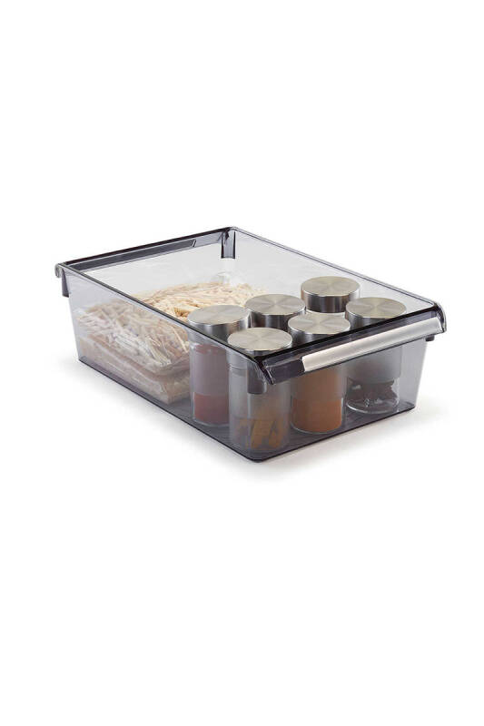 Buzdolabı Içi Organizer Dolap Içi Düzenleyici Raf Ps 325*205*100 Mm Şeffaf Siyah - 2