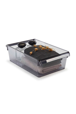 Buzdolabı Içi Organizer Dolap Içi Düzenleyici Raf Ps 325*205*100 Mm Şeffaf Siyah - 5