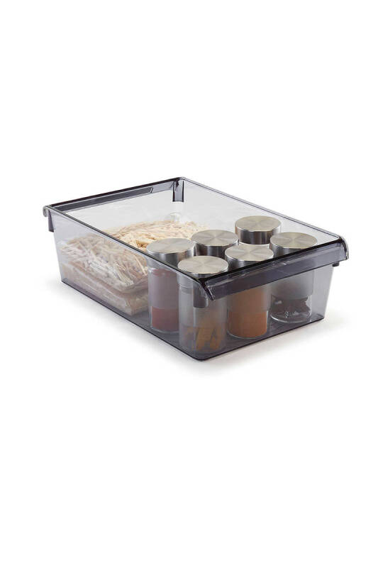 Buzdolabı Içi Organizer Dolap Içi Düzenleyici Raf Ps 325*205*100 Mm Şeffaf Siyah - 2