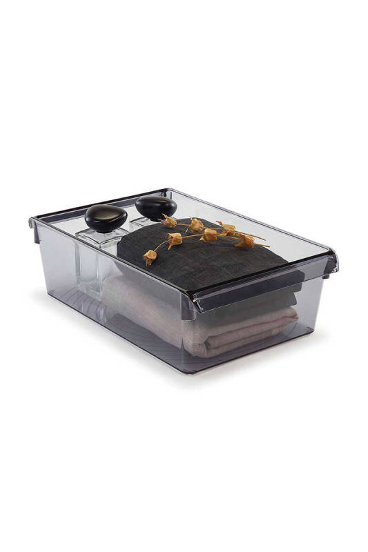 Buzdolabı Içi Organizer Dolap Içi Düzenleyici Raf Ps 325*205*100 Mm Şeffaf Siyah - 5