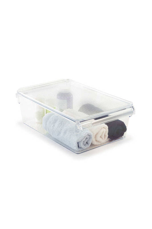 Kapaklı Banyo Mutfak Düzenleyici Raf Ps 325*205*100 Mm Şeffaf - 4