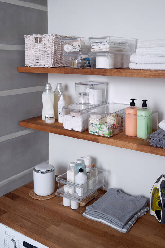 Kapaklı Banyo Mutfak Düzenleyici Raf Ps 325*205*100 Mm Şeffaf - 7
