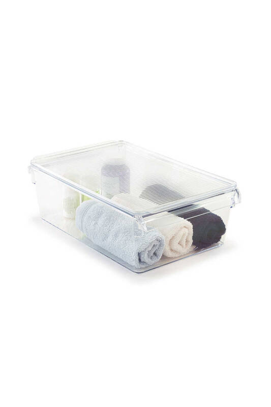 Kapaklı Banyo Mutfak Düzenleyici Raf Ps 325*205*100 Mm Şeffaf - 4