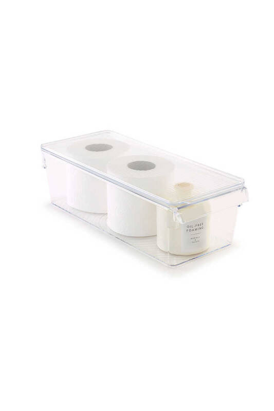 Kapaklı Banyo Mutfak Düzenleyici Raf Ps 360*150*100 Mm Şeffaf - 2