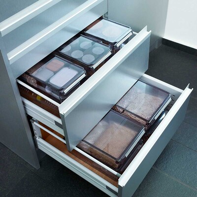 Kapaklı Banyo Mutfak Düzenleyici Raf Ps 360*150*100 Mm Şeffaf Siyah - 11