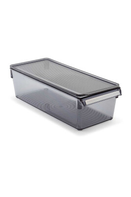 Kapaklı Banyo Mutfak Düzenleyici Raf Ps 360*150*100 Mm Şeffaf Siyah - 1