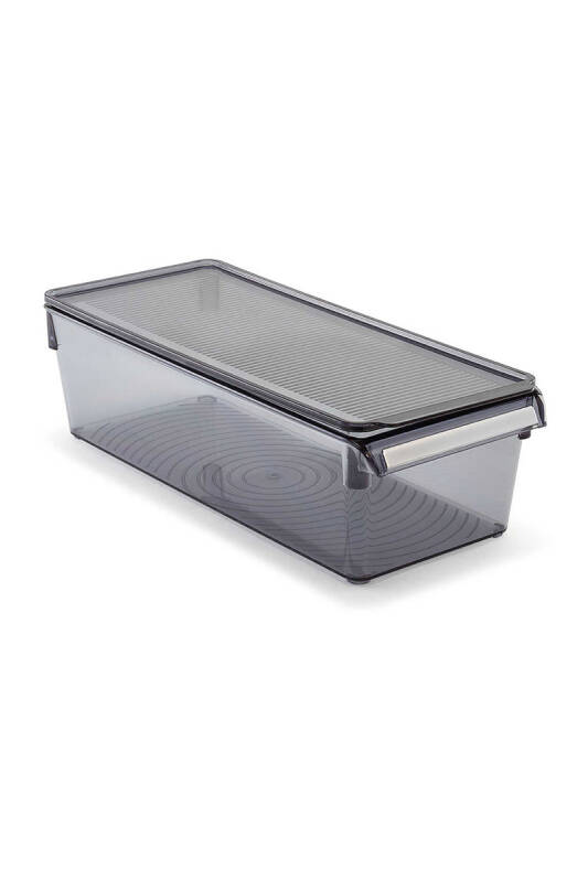 Kapaklı Banyo Mutfak Düzenleyici Raf Ps 360*150*100 Mm Şeffaf Siyah - 1