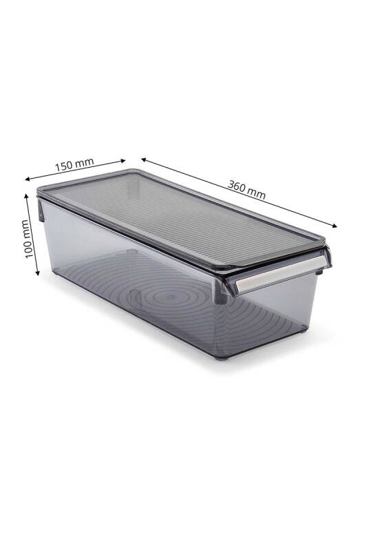 Kapaklı Banyo Mutfak Düzenleyici Raf Ps 360*150*100 Mm Şeffaf Siyah - 3