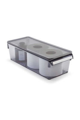 Kapaklı Banyo Mutfak Düzenleyici Raf Ps 360*150*100 Mm Şeffaf Siyah - 4