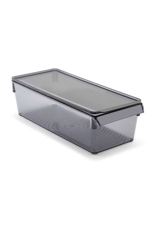 Kapaklı Banyo Mutfak Düzenleyici Raf Ps 360*150*100 Mm Şeffaf Siyah - 1