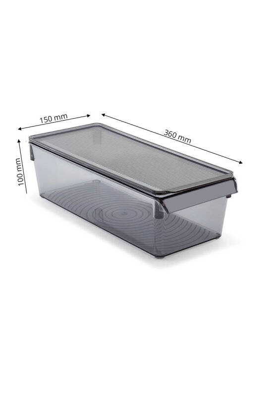 Kapaklı Banyo Mutfak Düzenleyici Raf Ps 360*150*100 Mm Şeffaf Siyah - 3