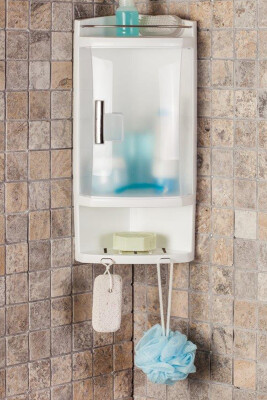 Kapaklı Banyo Köşe Rafı Şeffaf Naturel - 1