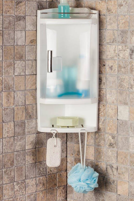 Kapaklı Banyo Köşe Rafı Şeffaf Naturel - 1