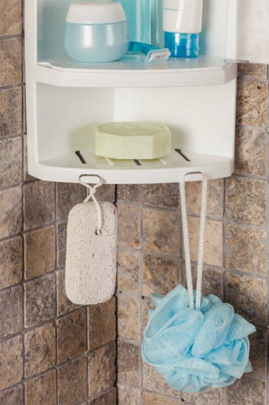 Kapaklı Banyo Köşe Rafı Şeffaf Naturel - 2