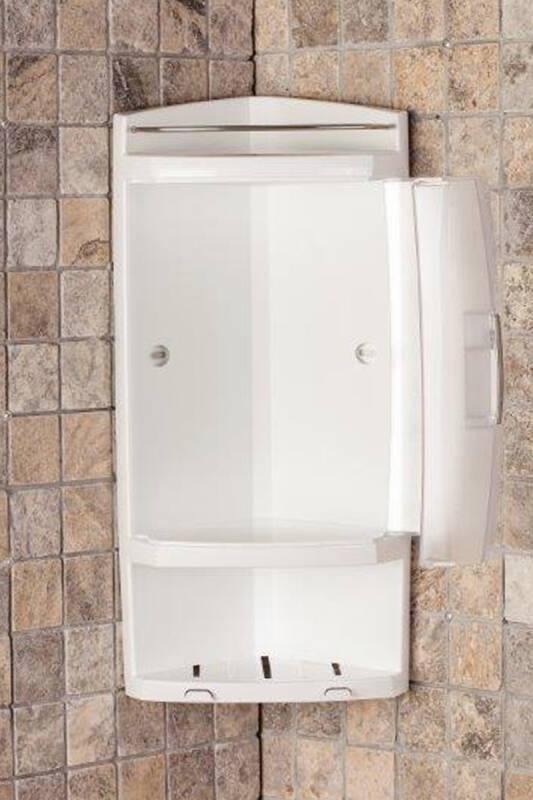 Kapaklı Banyo Köşe Rafı Şeffaf Naturel - 4