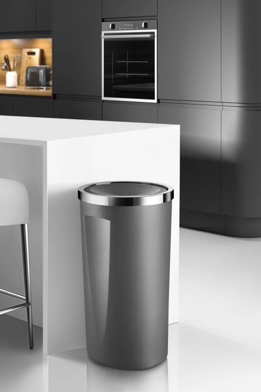 Lenox 35 Lt Döner Kapaklı Banyo Mutfak Ofis Çöp Kovası Gri - 1