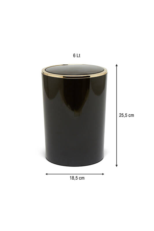 Lenox Çöp Kovası 6Lt Siyah Altın Renk - 4