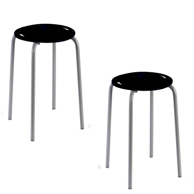 Banyo Mutfak Tabure Siyah 2'Li - Primanova