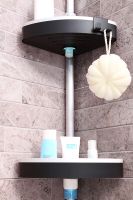 3 Raflı Venta Paslanmaz Alüminyum Banyo Köşe Rafı - Siyah (Montaj Gerektirmez.) - 4
