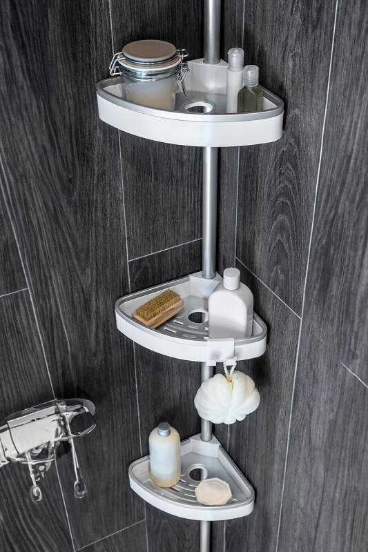 3 Raflı Venta Paslanmaz Alüminyum Banyo Köşe Rafı - Beyaz (Montaj Gerektirmez.) - 1