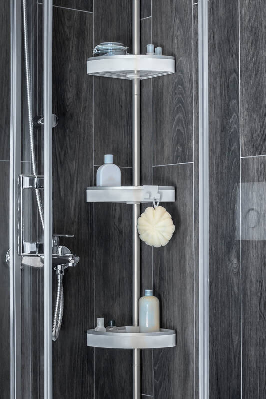 3 Raflı Venta Paslanmaz Alüminyum Banyo Köşe Rafı - Beyaz (Montaj Gerektirmez.) - 2