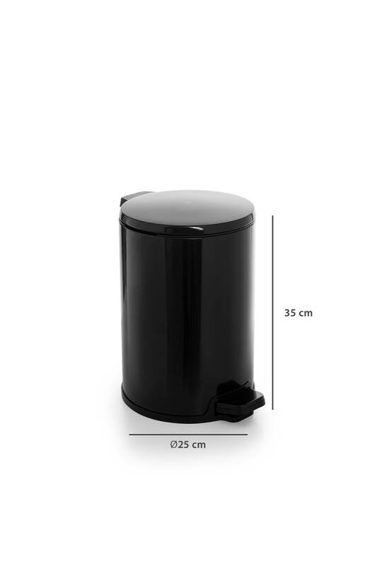 Cigo Pedallı Banyo Mutfak Ofis Çöp Kovası 12 Lt Siyah Iç Kisim Siyah - 5