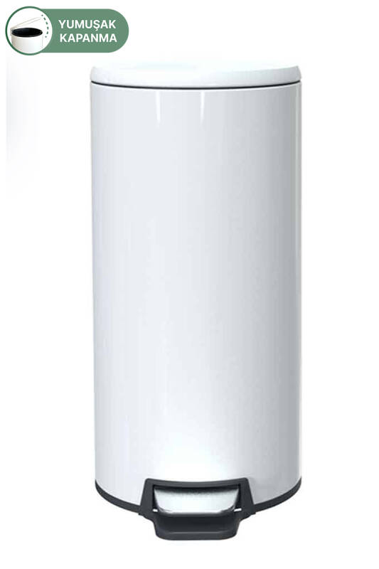 Cigo Pedallı Mutfak Banyo Çöp Kovası 20 Lt Beyaz-İç Kısım Siyah - 3