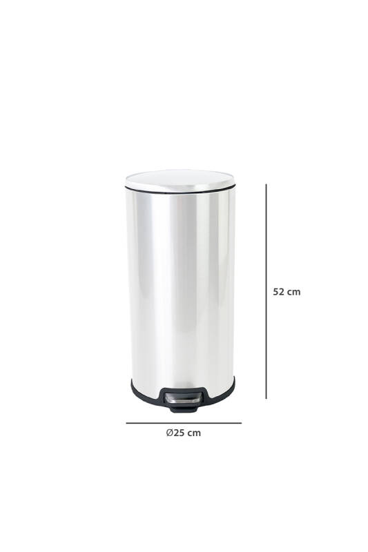 Cigo Pedallı Mutfak Banyo Çöp Kovası 20 Lt Beyaz-İç Kısım Siyah - 8