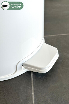 Cigo 20 LT Yumuşak Kapanan Pedallı Banyo Mutfak Ofis Çelik Çöp Kovası - Beyaz & İç Kısım Siyah - 7