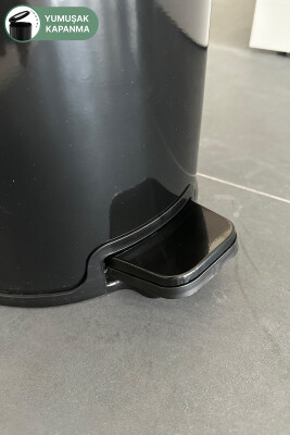 Cigo 20 LT Yumuşak Kapanan Pedallı Banyo Mutfak Ofis Çelik Çöp Kovası - Siyah & İç Kısım Siyah - 7