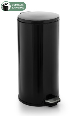 Cigo 20 LT Yumuşak Kapanan Pedallı Banyo Mutfak Ofis Çelik Çöp Kovası - Siyah & İç Kısım Siyah - 3