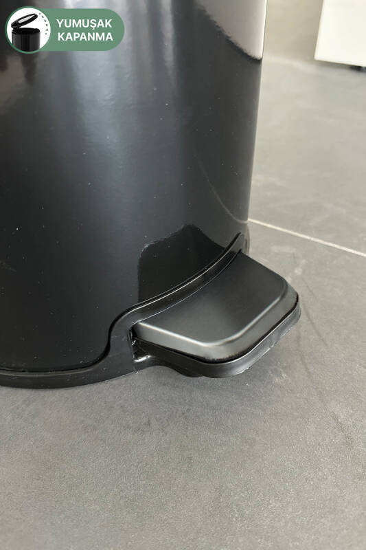 Cigo 20 LT Yumuşak Kapanan Pedallı Banyo Mutfak Ofis Çelik Çöp Kovası - Siyah & İç Kısım Siyah - 6
