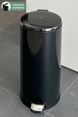Cigo 20 LT Yumuşak Kapanan Pedallı Banyo Mutfak Ofis Çelik Çöp Kovası - Siyah & İç Kısım Siyah - 7