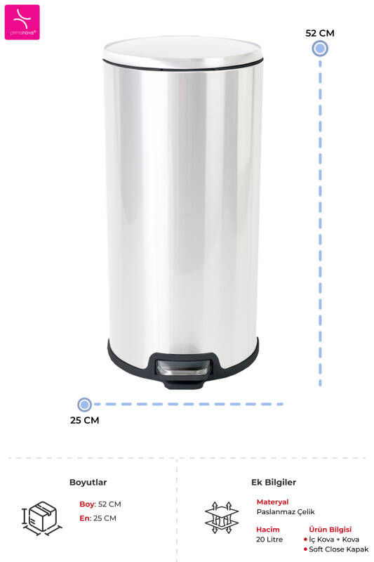 Cigo Pedallı Çöp Kovası 20 Lt İç Kısım Siyah - 3