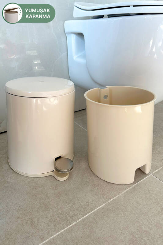 Cigo Pedallı Çöp Kovası 6Lt Bej İç Kısım Bej - 4