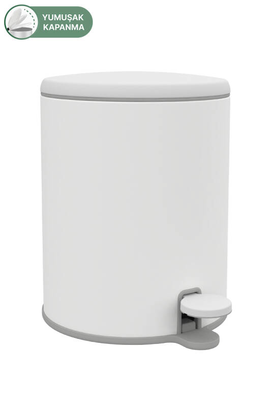 Cigo Pedallı Banyo Mutfak Çöp Kovası 6 Lt Beyaz Iç Kısım Gri - 3