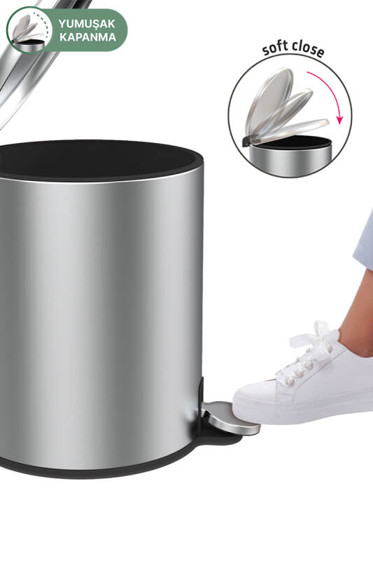 Cigo Pedallı Çöp Kovası 6Lt Mat İç Kısım Siyah - 2