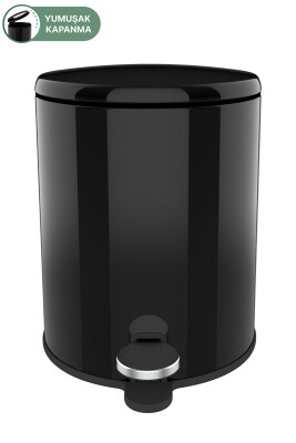 Cigo Pedallı Banyo Mutfak Ofis Çöp Kovası 6 Lt Siyah Iç Kısım Siyah - Primanova