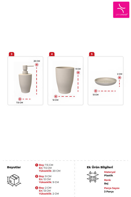 Pure 3'lü Banyo Seti -Bej - 2