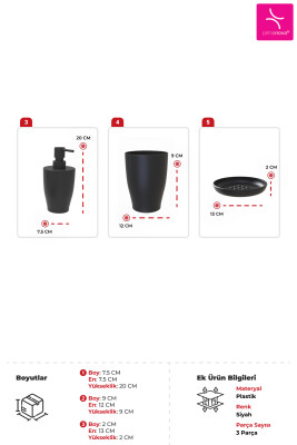 Pure 3'lü Banyo Seti-Siyah - Primanova (1)