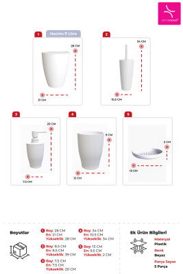 Pure Banyo Seti 5'li - Beyaz - 3