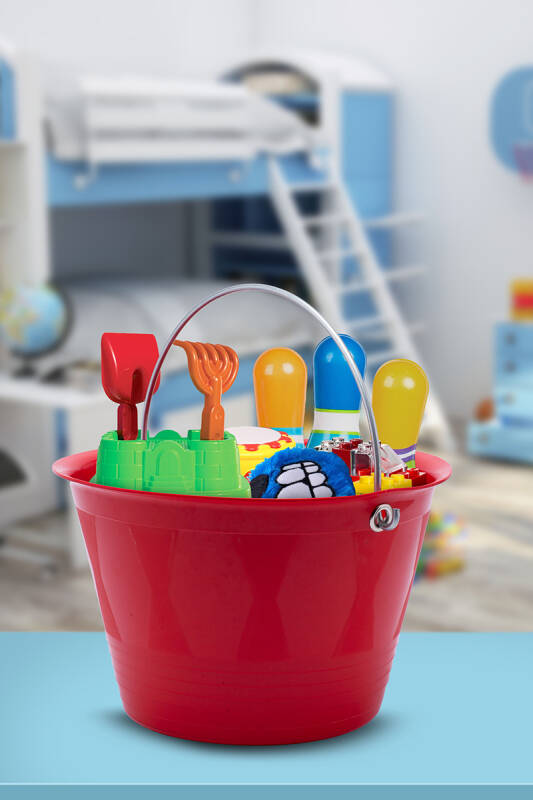 Banyo Mutfak Bahçe Çok Amaçlı 3'lü Saplı Kova Seti - Kırmızı - 2