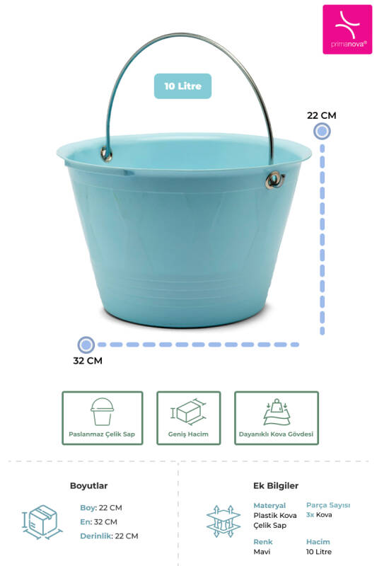 Saplı Kova-Mavi 3'Lü Set - 2